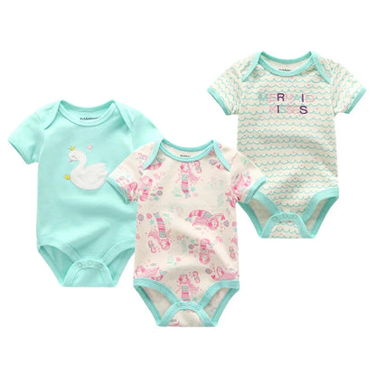 3PCS/LOT Newborn Girl Boy Baby Clothes High Quality Cute 100%Cotton Short Sleeve Baby Rompers Roupas de bebe Infantil Costumes