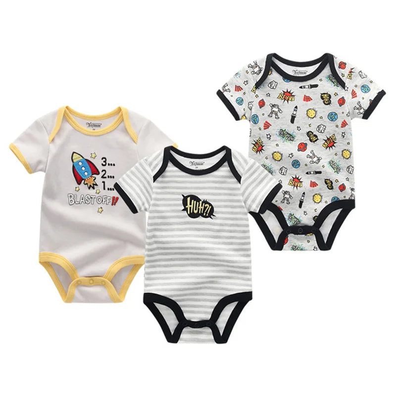 3PCS/LOT Newborn Girl Boy Baby Clothes High Quality Cute 100%Cotton Short Sleeve Baby Rompers Roupas de bebe Infantil Costumes