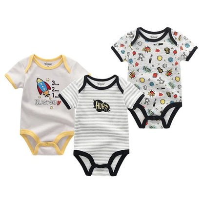 3PCS/LOT Newborn Girl Boy Baby Clothes High Quality Cute 100%Cotton Short Sleeve Baby Rompers Roupas de bebe Infantil Costumes