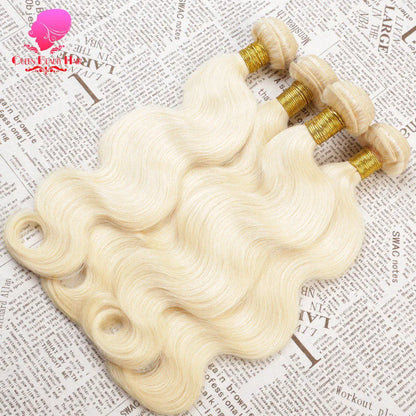 QUEEN BEAUTY 1/3/4 Bundle 8 - 36 Inch 613 Platinum Honey Blonde Body Wave Weave Peruvian Hair Bundles Remy Human Hair Extensions