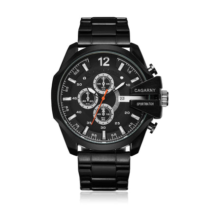 Top Luxury Brand Cagarny Men Watch Black Gold Stainless Steel Men's Business Quartz Wrist Watches Man Clock Military relogio New