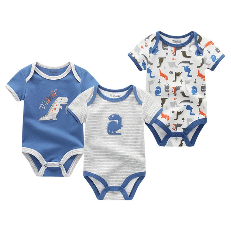 3PCS/LOT Newborn Girl Boy Baby Clothes High Quality Cute 100%Cotton Short Sleeve Baby Rompers Roupas de bebe Infantil Costumes