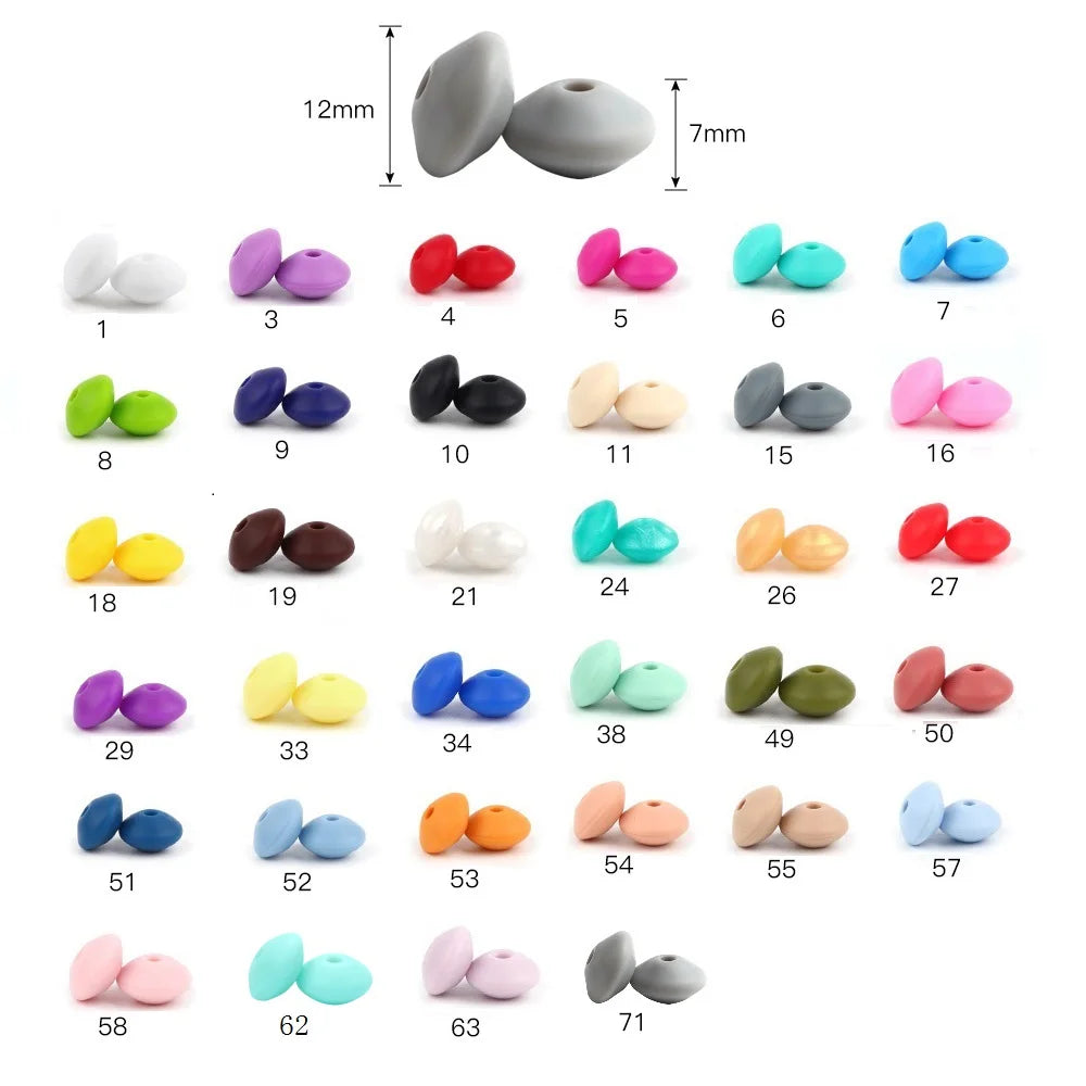BOBO.BOX 100pc12mm Silicone Lentil Beads Baby Teething Bead BPA-Free Food Grade Making Baby Oral Care Pacifier Chain Accessorise