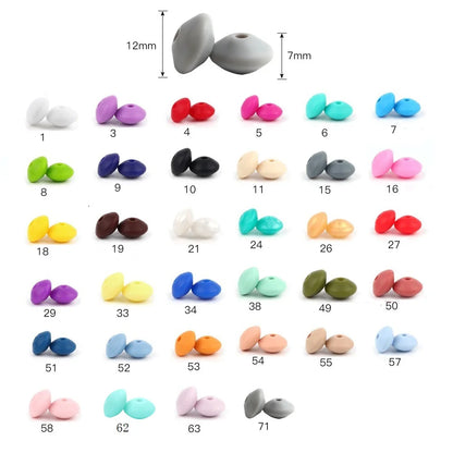 BOBO.BOX 100pc12mm Silicone Lentil Beads Baby Teething Bead BPA-Free Food Grade Making Baby Oral Care Pacifier Chain Accessorise
