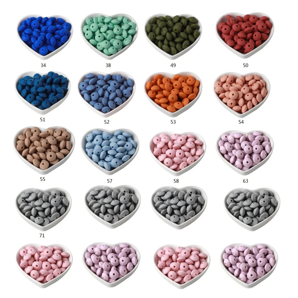BOBO.BOX 100pc12mm Silicone Lentil Beads Baby Teething Bead BPA-Free Food Grade Making Baby Oral Care Pacifier Chain Accessorise