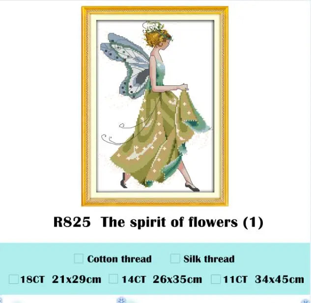 Flower fairy cross stitch kit beauty women girl 14ct counted fabric canvas cotton thread embroidery DIY handmade needlework plus