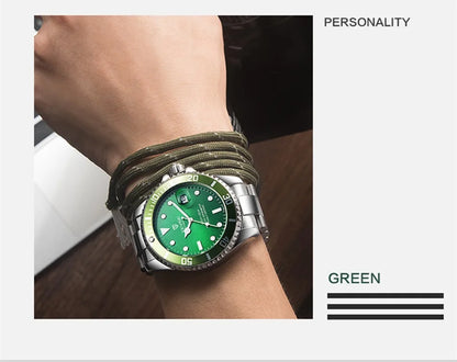 Top Brand Men Mechanical Watch TEVISE T801A Automatic Date Fashion Wristwatches Rotable Outer Case Green Male Clock Fixing Tool