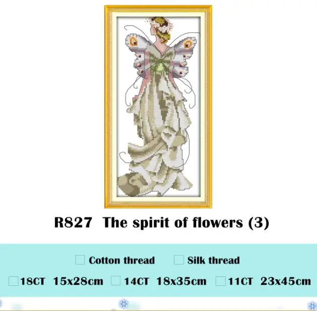 Flower fairy cross stitch kit beauty women girl 14ct counted fabric canvas cotton thread embroidery DIY handmade needlework plus