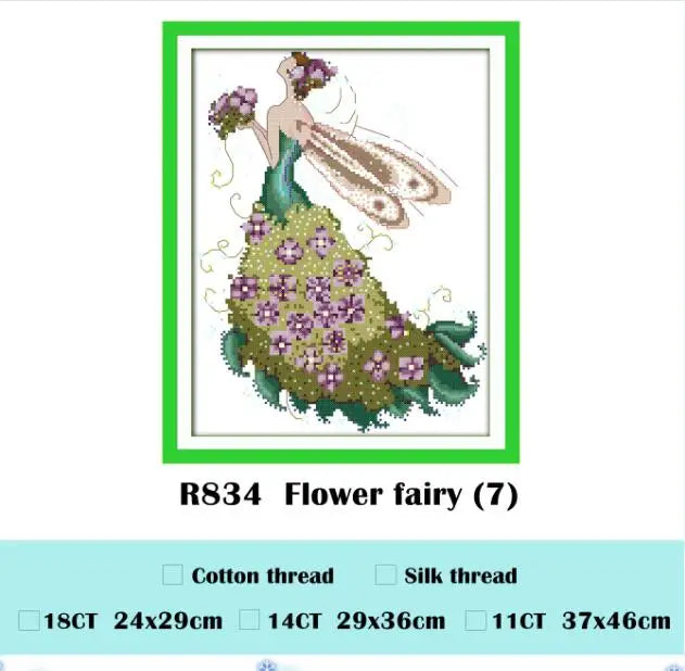 Flower fairy cross stitch kit beauty women girl 14ct counted fabric canvas cotton thread embroidery DIY handmade needlework plus