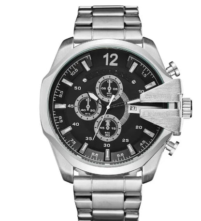 Top Luxury Brand Cagarny Men Watch Black Gold Stainless Steel Men's Business Quartz Wrist Watches Man Clock Military relogio New