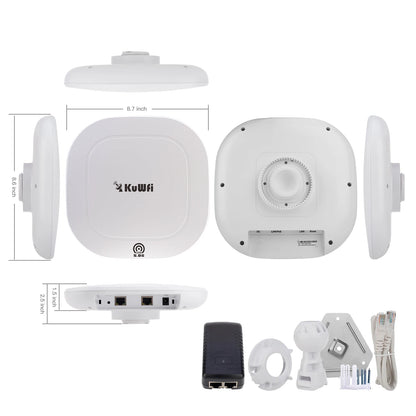 USA Stock KuWFi Outdoor 10KM Wireless Bridge IP65 Waterproof 17dBi Antenna PoE&DC Power Wifi Bridge for Industrial Monitoring