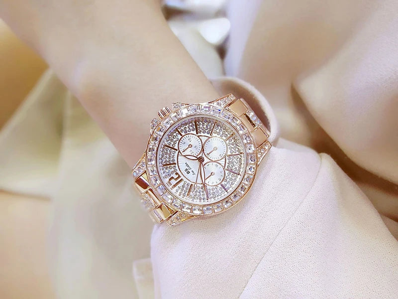 Women Watches Quartz Diamond Luxury Watch Fashion Top Brand Wristwatch Fashion Watch Ladies Crystal Jewelry Rose Gold Watch