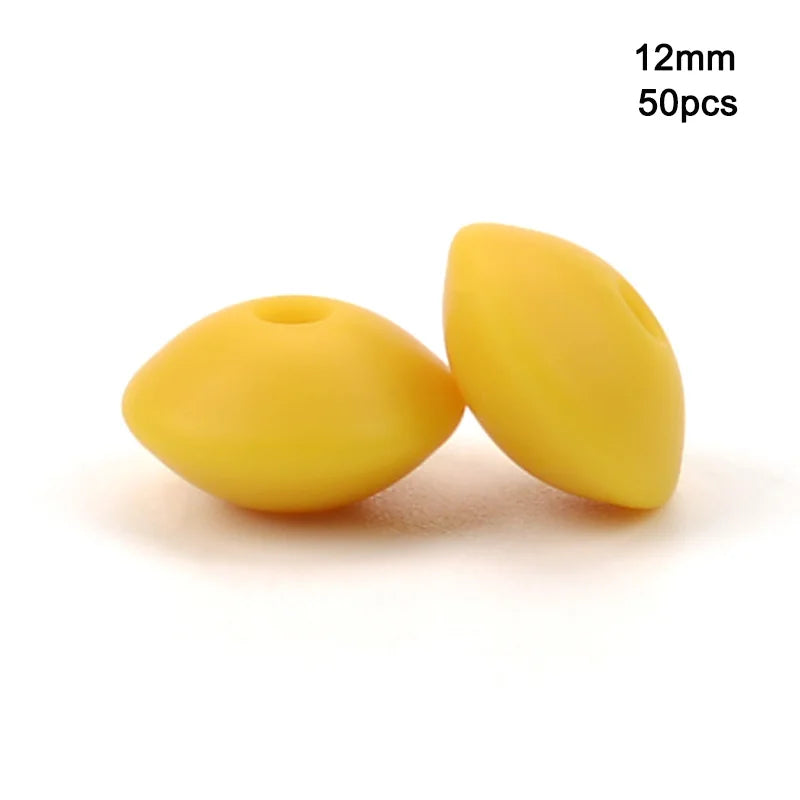 LOFCA 50pcs 12mm Silicone Lentil Beads Baby Teething Beads BPA-Free Food Grade Making Baby Oral Care Pacifier Chain  Accessorise