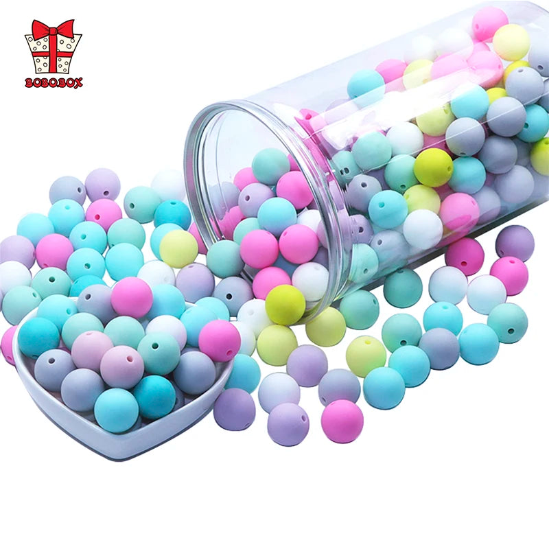 BOBO.BOX 100pc12mm Silicone Lentil Beads Baby Teething Bead BPA-Free Food Grade Making Baby Oral Care Pacifier Chain Accessorise