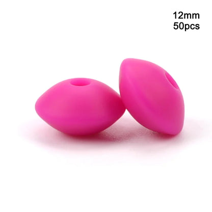 LOFCA 50pcs 12mm Silicone Lentil Beads Baby Teething Beads BPA-Free Food Grade Making Baby Oral Care Pacifier Chain  Accessorise