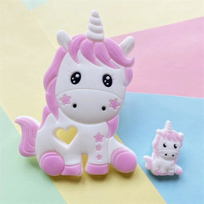 2pcs / Set Mini Silicone Elephant Lion Cat Teether Beads Baby Toy Teether Rattle BPA Free Silicone Teether