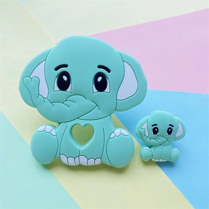 2pcs / Set Mini Silicone Elephant Lion Cat Teether Beads Baby Toy Teether Rattle BPA Free Silicone Teether