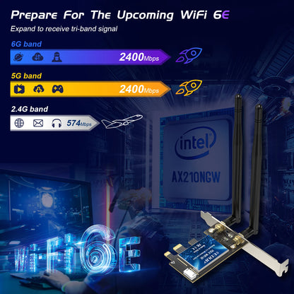 5400Mbps Trip Band 2.4G/5G/6G 802.11AX WIFI 6E In-tel AX210NGW AX200 BT 5.2 Wireless Adapter PCIE PCI Express AX210 Network Card