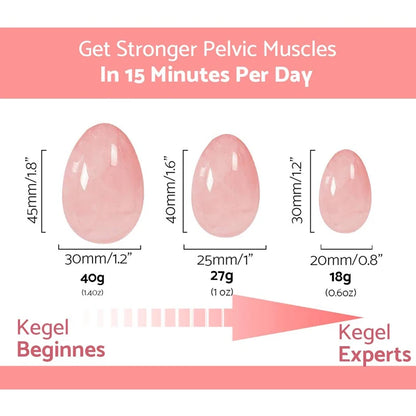 Natural Rose Quartz Yoni Egg Set Jade Egg Vaginal Muscle Firming Kegel Exercise Crystal Yoni Wand Feminine Hygiene Massage Stone