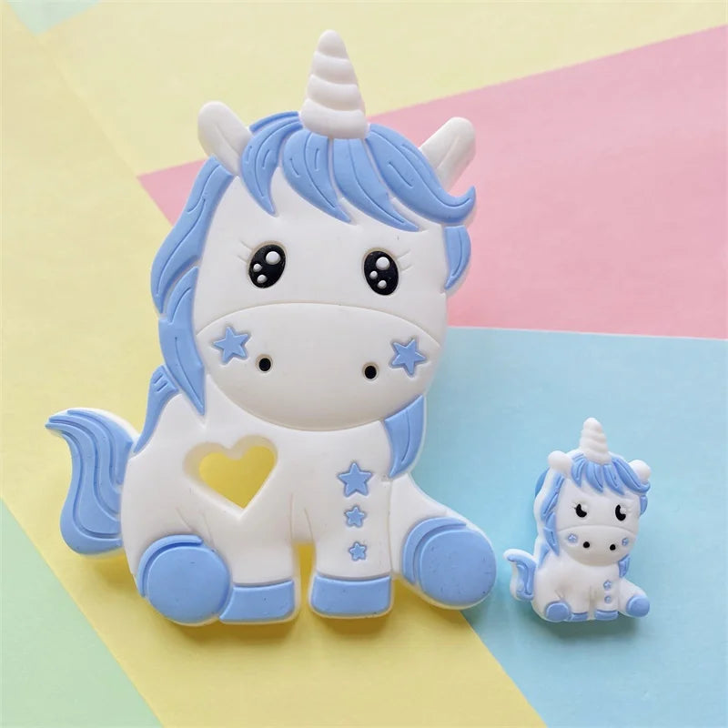 2pcs / Set Mini Silicone Elephant Lion Cat Teether Beads Baby Toy Teether Rattle BPA Free Silicone Teether