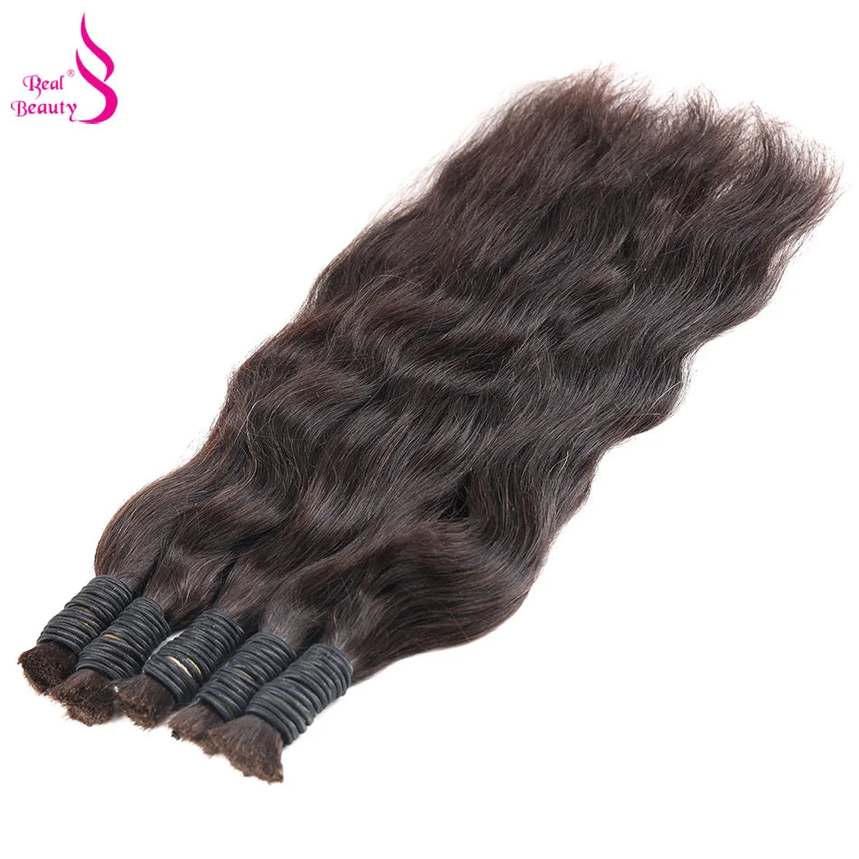 REAL BEAUTY Remy Human Hair Vietnam Natural Straight Bulk Hair for Braiding Black Brown No Weft Crochet Braids Bundles