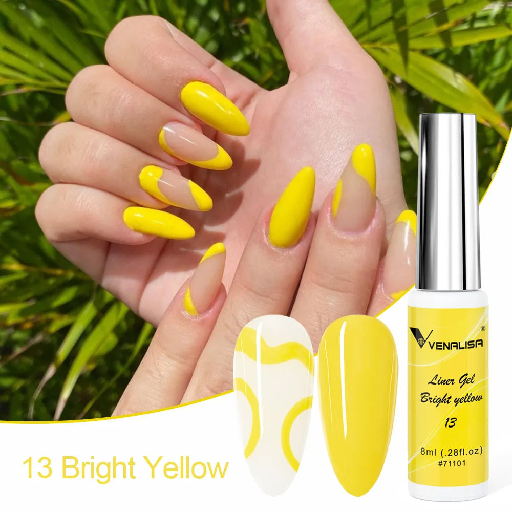 Venalisa Liner Gel 8ml French Nail Gel Polish UV LED Painting Gel Nail Art Design Gorgeous Glitter Color DIY Drawing Polish