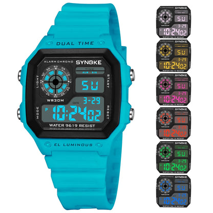 SYNOKE NEW Sports Watch Men Military Watches Casual Waterproof Digital Wristwatch Clock Square Dual Time Relogio Masculino