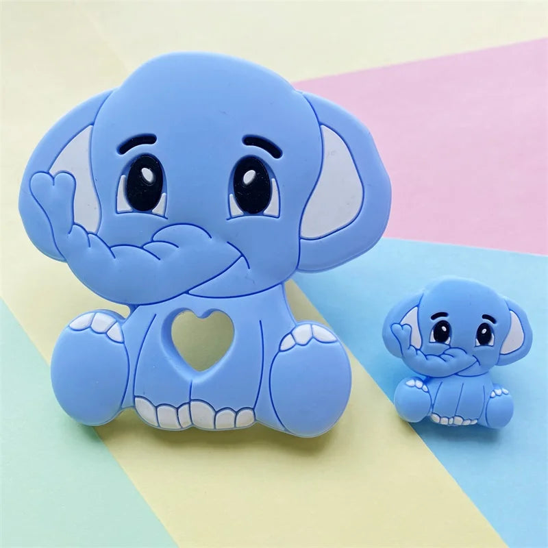2pcs / Set Mini Silicone Elephant Lion Cat Teether Beads Baby Toy Teether Rattle BPA Free Silicone Teether