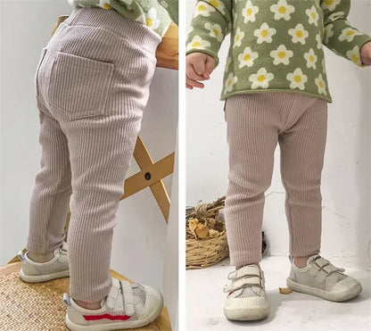 Baby Girls Leggings Cotton Big PP Pants Spring Autumn Kids Girls Pants Fashion Solid Long Trousers Children's Pants 2024 New