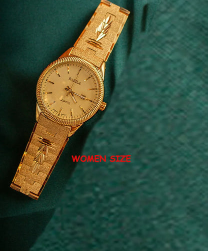 2021 new lovers' Watch Gold Plated watch no fading calendar watch quartz watch retro carved Korean gold men's Watch