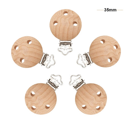 Mabochewing 20pcs 30mm 35mm Natural Beech Wood Clips for Baby Mobile Chewing Pacifier Chain