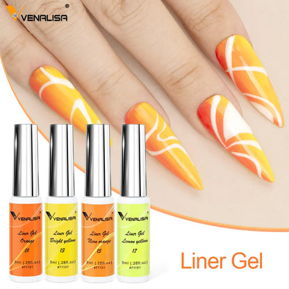 Venalisa Liner Gel 8ml French Nail Gel Polish UV LED Painting Gel Nail Art Design Gorgeous Glitter Color DIY Drawing Polish