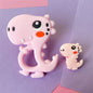 2pcs / Set Mini Silicone Elephant Lion Cat Teether Beads Baby Toy Teether Rattle BPA Free Silicone Teether