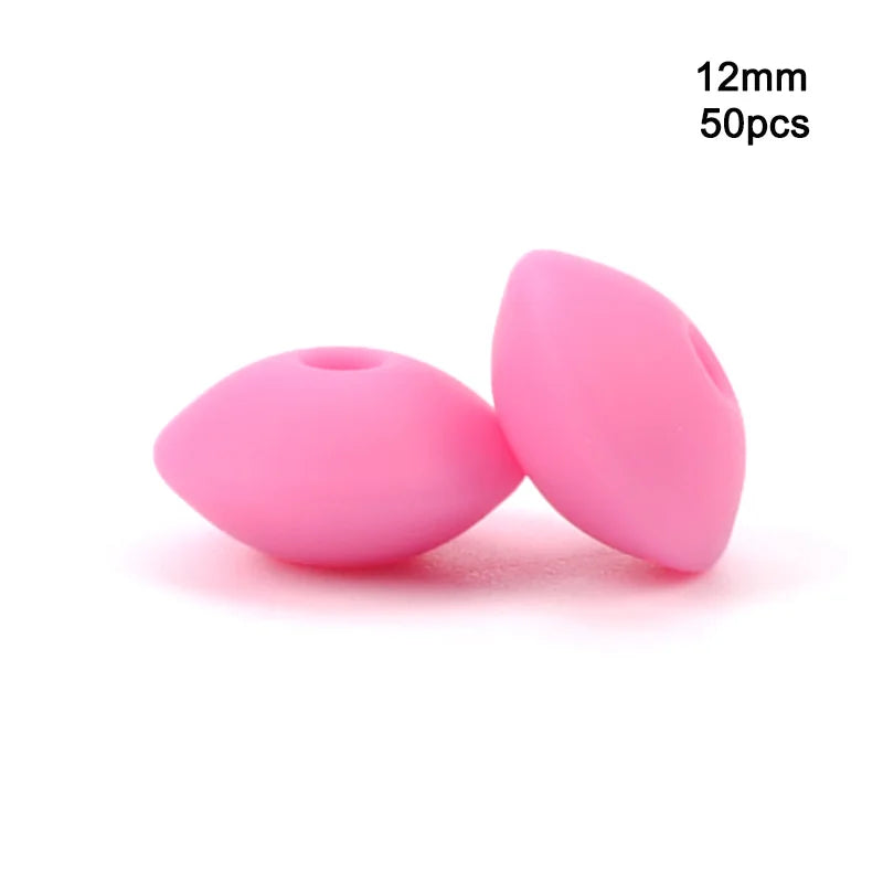 LOFCA 50pcs 12mm Silicone Lentil Beads Baby Teething Beads BPA-Free Food Grade Making Baby Oral Care Pacifier Chain  Accessorise