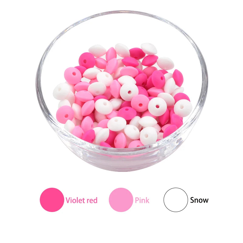 LOFCA 50pcs 12mm Silicone Lentil Beads Baby Teething Beads BPA-Free Food Grade Making Baby Oral Care Pacifier Chain  Accessorise