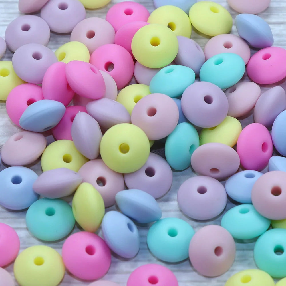 BOBO.BOX 100pc12mm Silicone Lentil Beads Baby Teething Bead BPA-Free Food Grade Making Baby Oral Care Pacifier Chain Accessorise