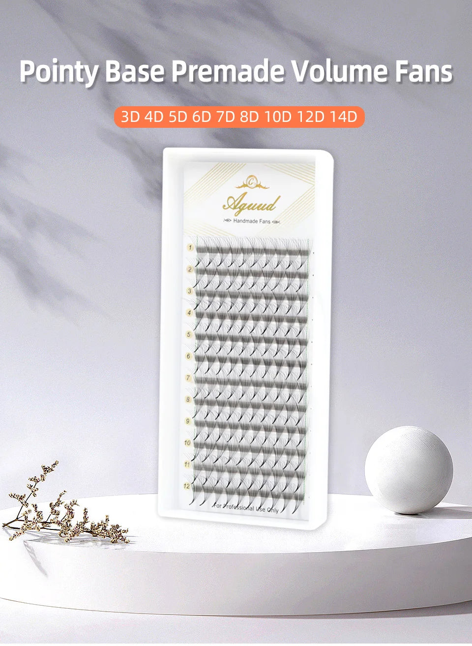 AGUUD 5 Trays/Lot Thin Roots Slim Base Premade Fans Lash Sharp Pointy Base Promade Russian Volume Fans Eyelash Extensions Faux
