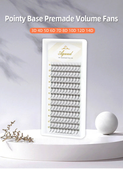AGUUD 5 Trays/Lot Thin Roots Slim Base Premade Fans Lash Sharp Pointy Base Promade Russian Volume Fans Eyelash Extensions Faux