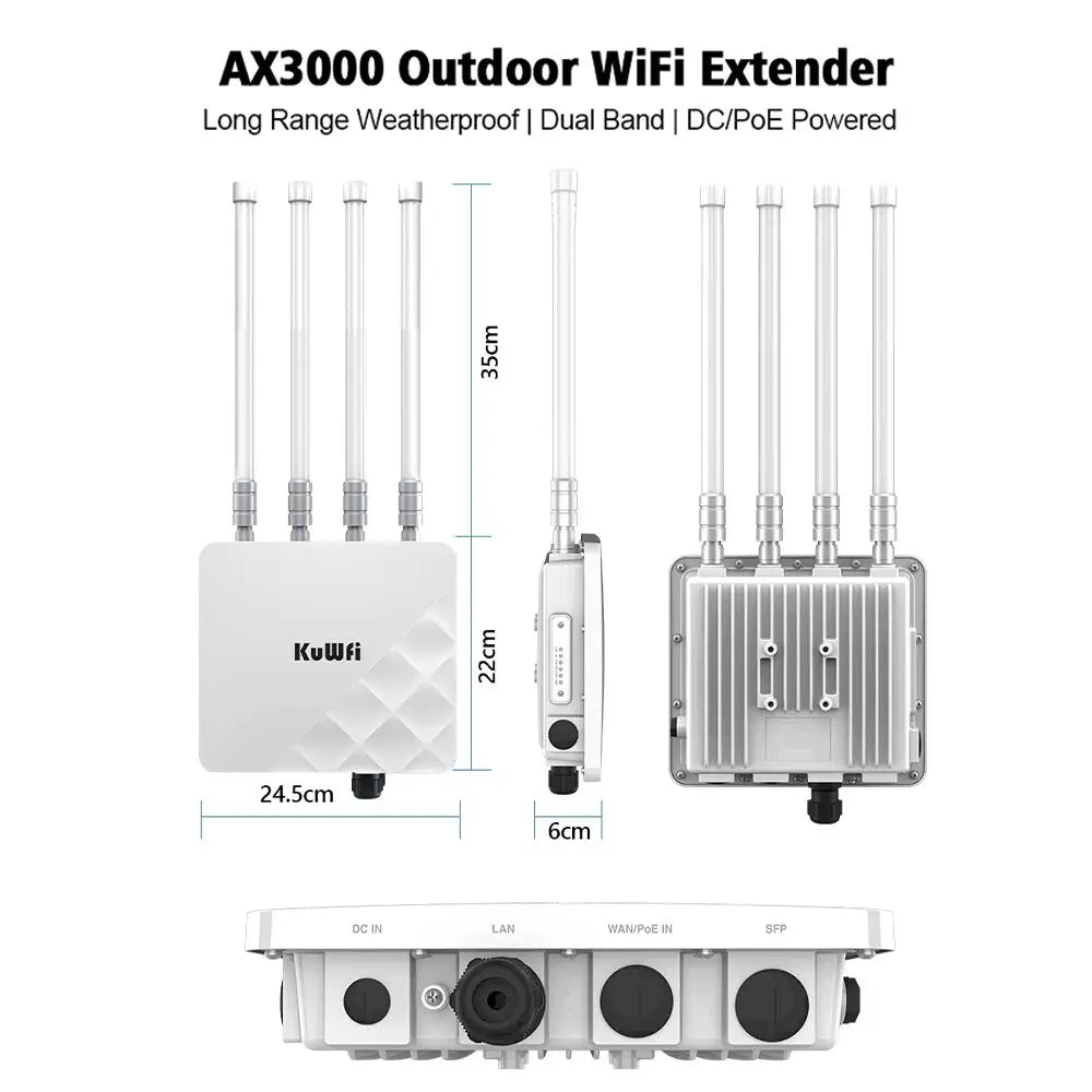USA Stock KuWFi 500meter Share Wifi Hotspot Device 256+ Users 360° Wireless ap Repeater Ac Outdoor Access Point for School Park