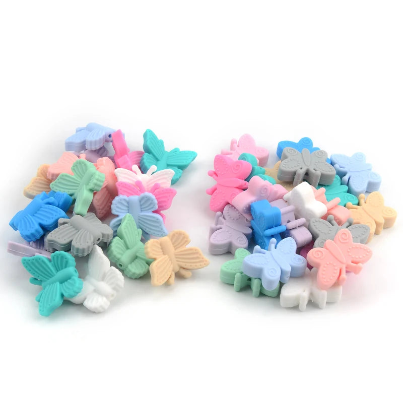 Bowknot 10pcs/lot Silicone Beads DIY Food Grade Silicone Teething Pacifier Cute Shaped Silicone teether Holder Accessories