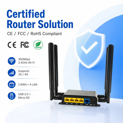 Openwrt 4G Wifi LTE Wired/Wireless CPE Router with Sim Card Slot for Enterprise Networking Supports 2.4G Frequencies