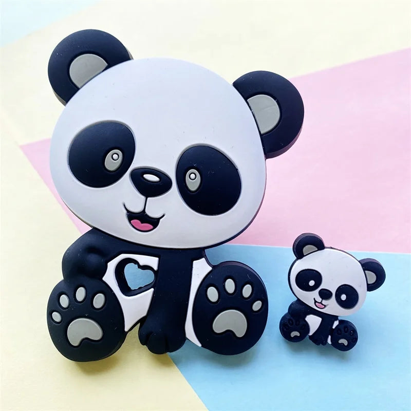 2pcs / Set Mini Silicone Elephant Lion Cat Teether Beads Baby Toy Teether Rattle BPA Free Silicone Teether