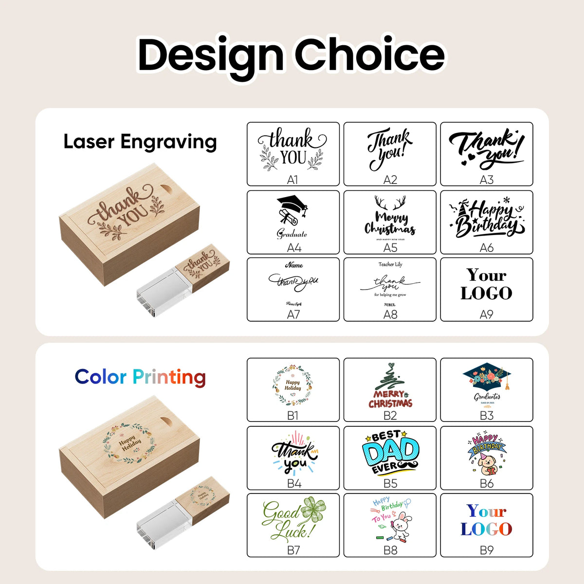 JASTER Usb Flash Drive USB 2.0 Wedding Photography Gift Wooden Crystal 64GB 32GB 16GB 4GB Memory Flash Stick Pen Drive