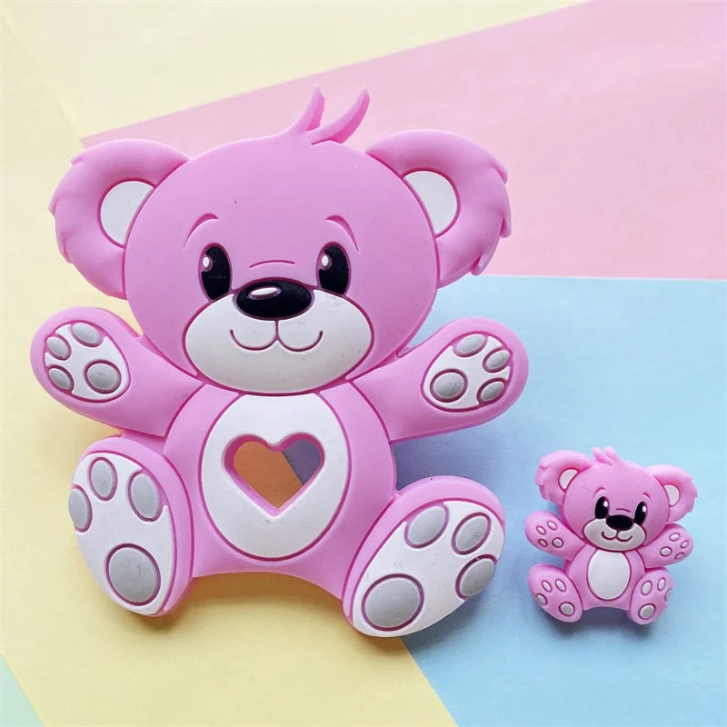 2pcs / Set Mini Silicone Elephant Lion Cat Teether Beads Baby Toy Teether Rattle BPA Free Silicone Teether