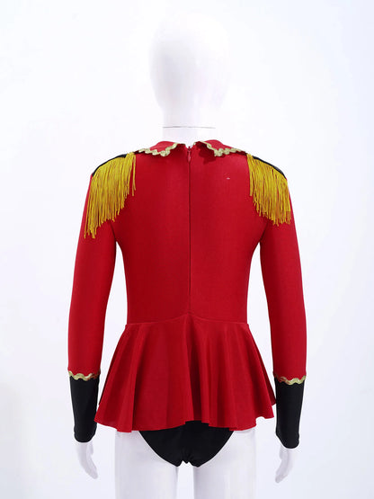 Childrens Showman Bodysuit Tassel Leotard Circus Ringmaster Cosplay Costumes Kids Girls Carnival Party Performance Jumpsuit