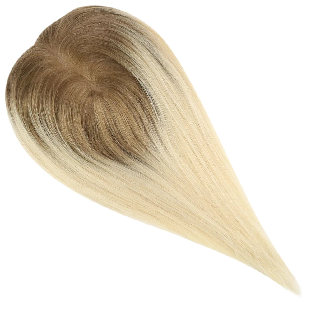 Moresoo Straight Human Hair Toppers Machine Remy Hair Piece Clip in For Women Topper for Beauty Hand Made Mono Base Hair Natural
