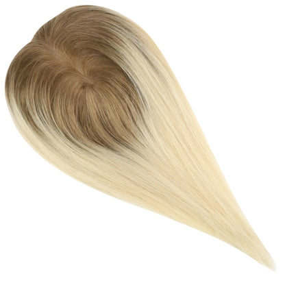 Moresoo Straight Human Hair Toppers Machine Remy Hair Piece Clip in For Women Topper for Beauty Hand Made Mono Base Hair Natural