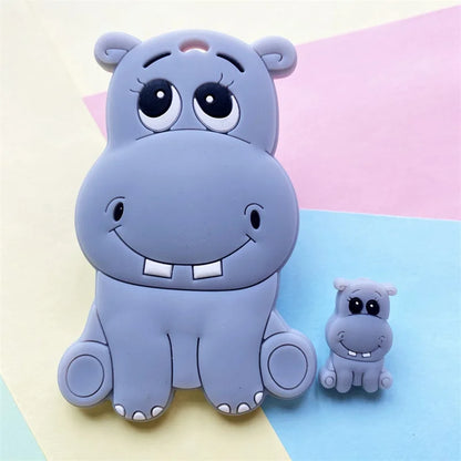 2pcs / Set Mini Silicone Elephant Lion Cat Teether Beads Baby Toy Teether Rattle BPA Free Silicone Teether