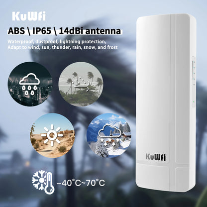 USA Stock KuWFi 5.8Ghz 900Mbps 5KM Distance Ptp Cpe Bridge Waterproof Point to Point Outdoor Wireless Bridge for Ip Camera