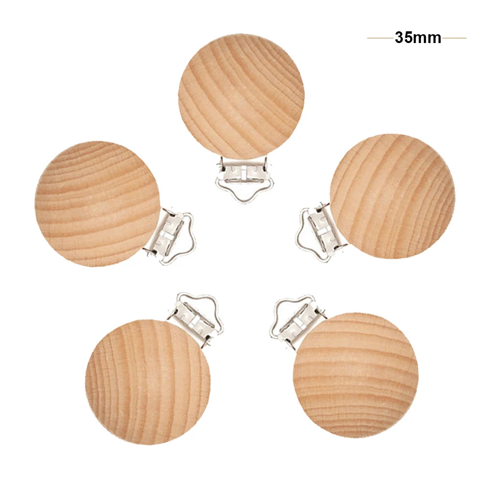 Mabochewing 20pcs 30mm 35mm Natural Beech Wood Clips for Baby Mobile Chewing Pacifier Chain